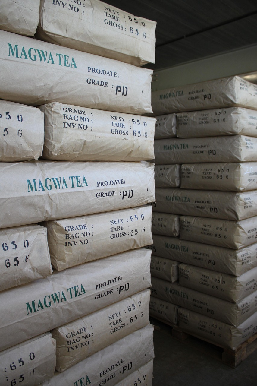 tea, warehouse, stacked, storing, tea bags, stacking, consumer, drink, export, herb, gray tea